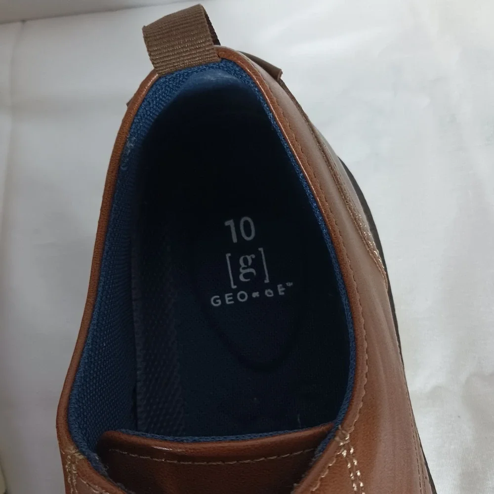 George Men's Brown Faux Leather Lace-Up Derby Dress Shoes Round Toe US 10